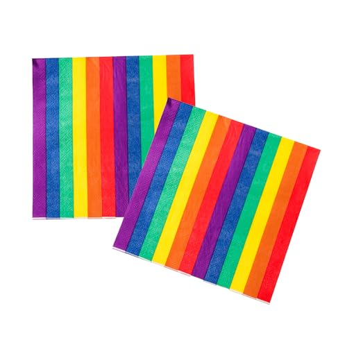 20Pcs Rainbow Pride Napkins - Colorful LGBTQ+ Party Supplies for Gay Pride Parades, Festivals & Pride Month Wedding Birthday Party, Disposable Paper Napkins for Pride Decor