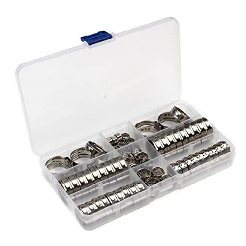 TEHAUX Stainless Steel Hose Clamps 80pcs Single Ear Clamps Versatile for Home Auto Industry