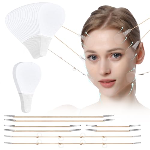 Kit de Bandes de Lifting – 80 Patchs Invisibles + 4 Élastiques pour Contour V Instantané (Visage, Cou & Yeux)