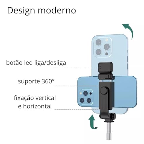 Tripé Led Bastão Pau De Selfie Com Led Bluetooth Retrátil Para Celular Com Controle Remoto Rosa