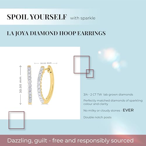 Dangling Lab Grown Diamond Hoop Earrings for Women| 3/4-2 CT. TW. GH Color VS SI Clarity | White or Yellow Gold Plated 925 Sterling Silver Diamond Earring Set3