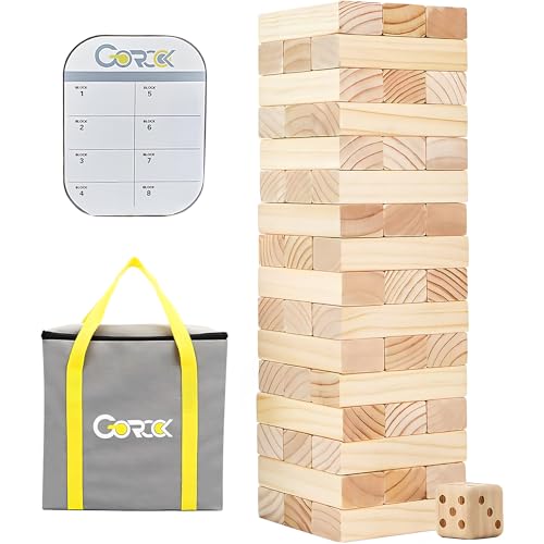 GOROCK Giant Tumbling Tower Game，57Pcs Wooden...