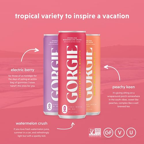 Gorgie Sugar Free Natural Energy Drinks, Sparkling Original Variety Pack (6 Cans) - Healthy Energy Drinks - Natural Coffee Replacement With Green Tea Caffeine And Biotin - 150Mg Caffeine, Vegan, & Low Calorie #TOP2