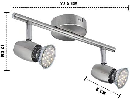 SEESEER LED Ceiling Light Rotatable, Swivel Design, 2 Way Pendant Spotlight Bar with 2X 3W GU10 LED Light Bulbs, Angle Adjustable Indoor Lighting for Kitchen, Living Room and Bedroom