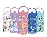 Botella de Agua para Niños de Acero Inoxidable 350ml - Botella Térmica Reutilizable | Sin BPA | Mantiene 24H Frio / 12H Calor | Termo y Hermética - Doble Pared a Prueba de Fugas (Hada y Unicornio)