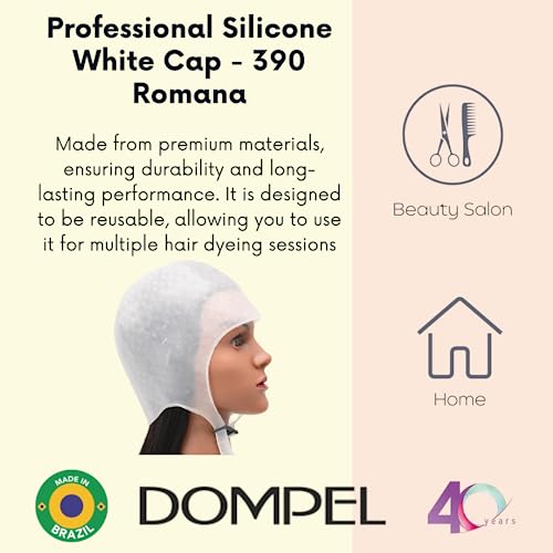 Dompel Silicone Highlight Hair Cap Color White | Type Romana | Hair Highlighting Cap | Salon-Quality Hair Highlights | Suitable For All Hair Types | Model 390-Sa #TOP4