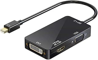 Thunderbolt Adapter 4K, [Mini DP V1.2 Version] Mini Displayport to HDMI/VGA/DVI Video Converter for Macbook, Macbook Pro, iMac, Macbook Air, Mac Mini, Surface pro 1 2 3 4, (Black) - BeckenBower®