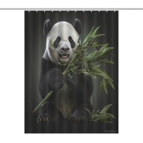 Rideau de douche panda en polyester lavable 140x183cm pour baignoire - 7