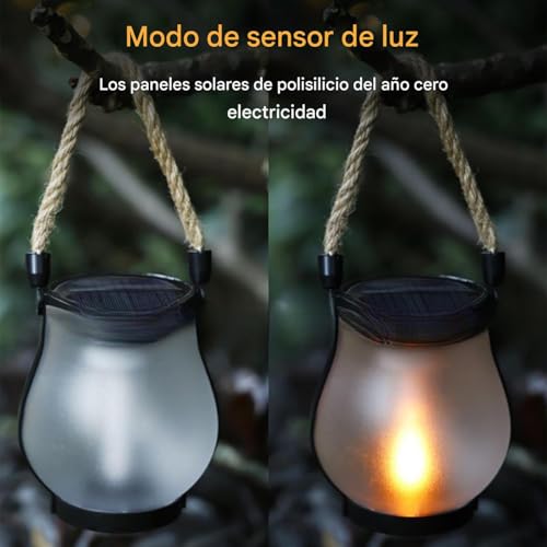 Farol solar de exterior con llama impermeable y diseño recargable para decorar el jardín 4