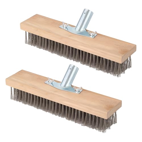 2 Stück Drahtbesen Stahldrahtbesen Qualitäts: WANDGU Stahldrahtbesen 30cm, Drahtbesen Unkraut Moos Gartenbesen, Stahldrahtbesen Gartenbesen für Robuste Entfernung von Unkraut