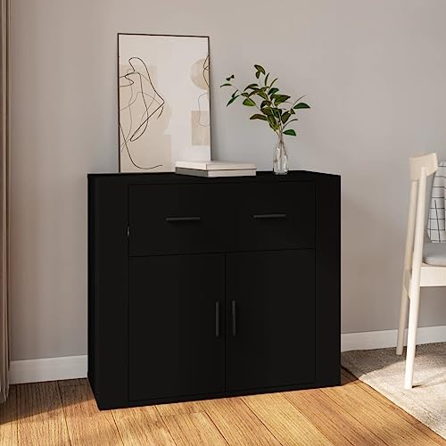 CBLDF Mobiliario-conjuntos-Aparador Negro 80x33x70 cm Madera Ingeniería