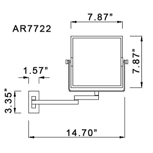 Nameeks Ar7722-Cr-3X Glimmer Square Wall Mounted Double Face 3X Magnification Makeup Mirror, Chrome #TOP1
