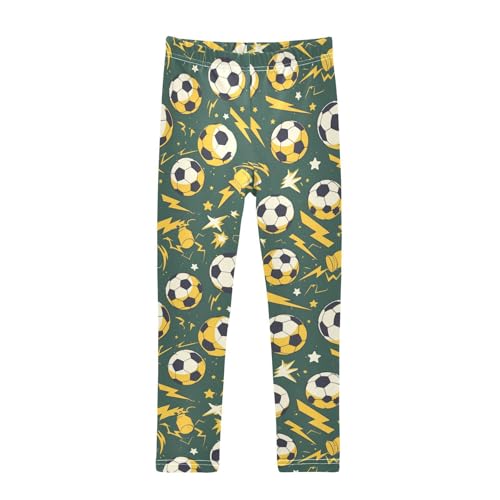 Soccer Balls Girls' Leggings Toddler Doodles Lightning Stars Kids Yoga Pants Dance Active Tights 4T