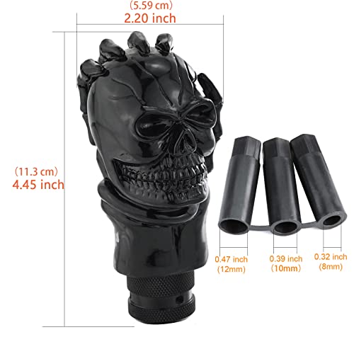 Arenbel Car Shift Knob Skull Shifter Knobs Skeleton Handle Car Racing Gear Lever Stick Fit Most Manual Automatic Vehicles Trucks, Black - Thumbnail 2