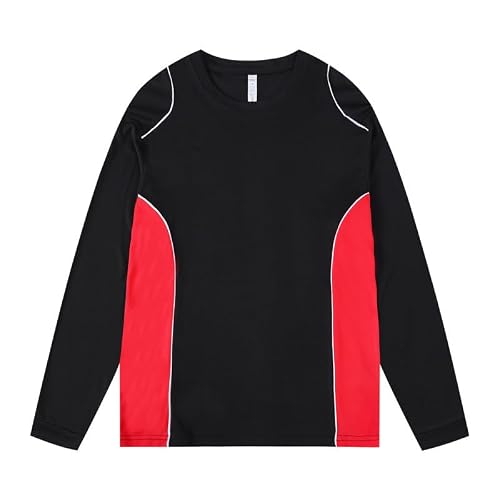 Image of Mymyguoe Colour Block Pullover Men's Long Sleeve Sweatshirts Raglan Contrast Football Long Sleeve Shirts Winter Jumper Bicycle Top Lightweight Breathable Sports Shirts Outdoor Shirts Clothes, black, M