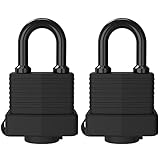 Padlock with Key, [2 Pack] [4 Keys] Diyife Padlock Waterproof Lock Key Padlocks 40mm Heavy Duty Padlocks Anticut, Oustside Laminated Steel for Gym Locker, Garage, Fence, Shed, Yard,Outdoor & Indoor