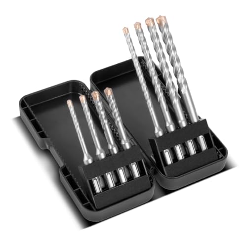 STAHLWERK Set di 8 punte per trapano SDS Plus – Diametro 5 – 12 mm con scatola, lama a croce e doppia vite, lunghezze 110 – 160 mm, punta per pietra e trapano per cemento per attacco SDS-Plus 10 mm