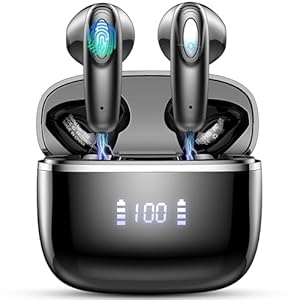 Wireless Earbuds Bluetooth 5.3 Wireless Headphone with 14.2mm Drivers Stereo, 4 ENC Noise Cancelling Mic Bluetooth Earphone, 40Hrs Mini Ear buds, USB-C/Clear Call/Touch Control/IP7 Waterproof, Black