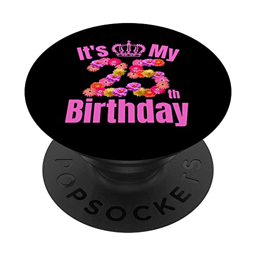 25 Año de edad cumpleaños flor cumpleaños cumpleaños es mi 25 cumpleaños PopSockets PopGrip Intercambiable