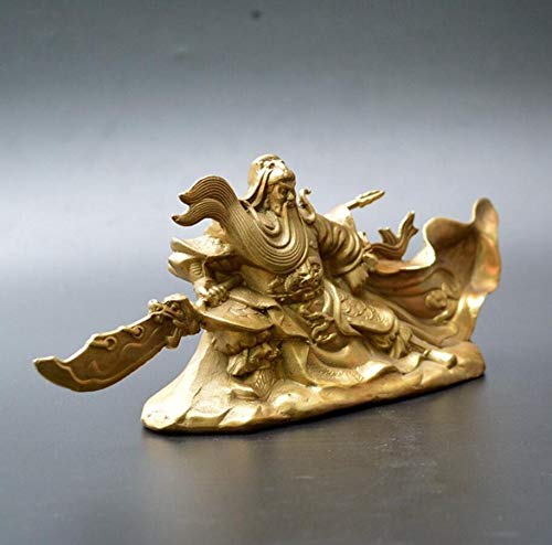 Guan Gong Statue Copper Statue Pure copper brass Guan Gong ornaments household ornaments Wu Cai Shen Guan Er Ye bronze statue living room office Chinese Feng Shui Guan Yu Statue