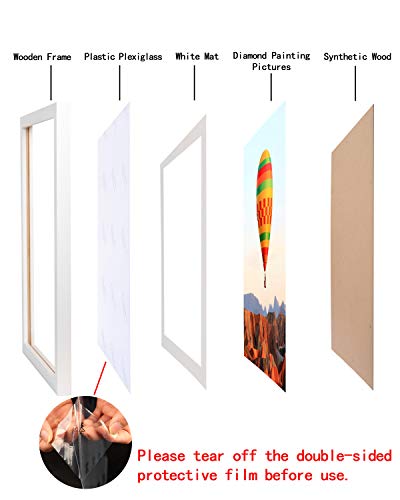 Wkdp 12X12 Diamond Painting Picture Frame For 30X30Cm Diamond Art Frames Display Pictures 10X10Inch/25X25Cm With Mat Or 12X12Inch/30X30Cm Canvas Size Without Mat, Wall Hanging Decoration Poster Frame Photo Frame Frame Solid Wood Frame White(Fk0012) #TOP3