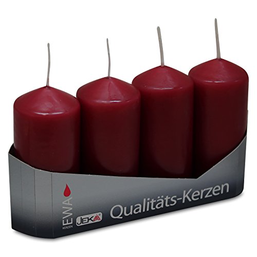 OLShop AG 3er Pack Stumpenkerzen Burgund, ca. 40 x 90 mm (3 x 4...