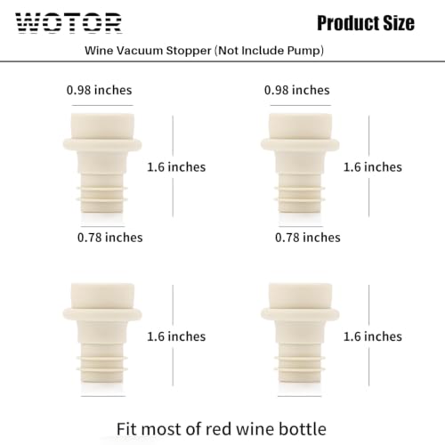 Image of WOTOR Wine Stoppers Vacuum, Silicone Wine Saver & Preserver, 12 Pcs (Cream) | Reusable Bottle Sealer Keeps Fresh