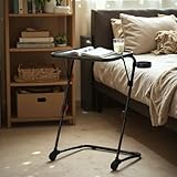 Homy Casa Adjustable Foldable Overbed Table with Tilting Surface and Cup Holder for Elderly, Bedridden Patients, or Recovery Use in Bedrooms and Care Settings