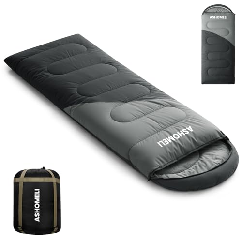 All Season Sleeping Bag – 32°F Cold Weather Rated, Lightweight, Waterproof & Packable – Camping & Backpacking Sleeping Bag for Adults with Compression Sack