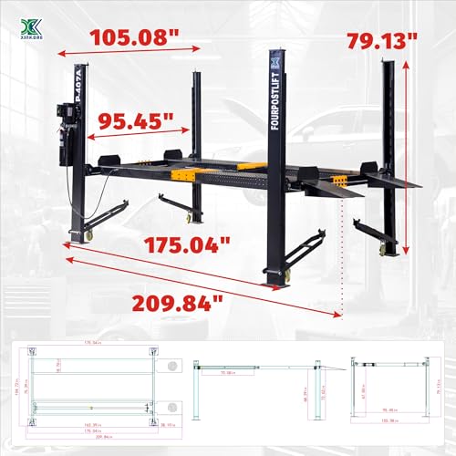 Image of XK 4 Post Car Lift 8000 lb Mobile Portable Parking Lift 110V with Wheels