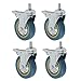 VILLCASE 4Pcs Universale Girevole Caster Freno Piastra Girevole Ruote con Freno Mute Ruote di Ricambio per Il Bambino Letto Carrelli Trolley Cabinet Mobili Tavolo da Cucina