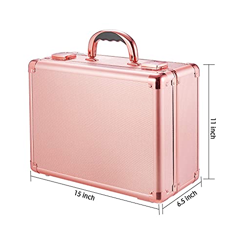Kemier Makeup Train Case - Cosmetic Organizer Box Makeup Case with Lights and Mirror / Makeup Case with Customized Dividers / Large Makeup Artist Organizer Kit (Rose Gold)