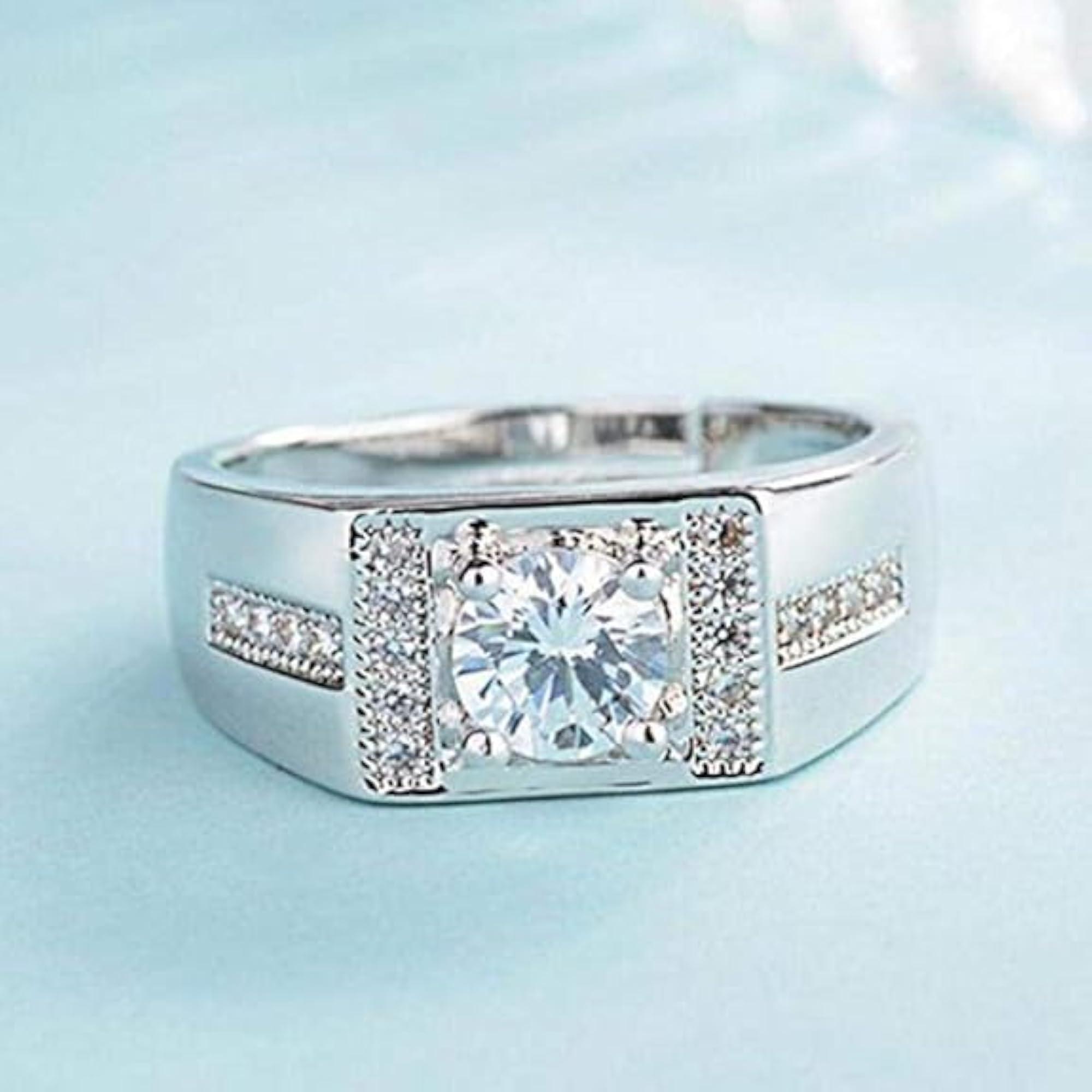 Stylish American Diamond Solitaire Adjustable Ring for Men