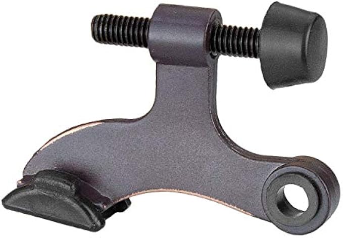 Ilyapa 12 Pack Hinge Pin Oil Rubbed Bronze Door Stops -Heavy Duty Adjustable Door Stopper 2-1/2" x 1-3/4”,with Black Rubber Bumper Tips