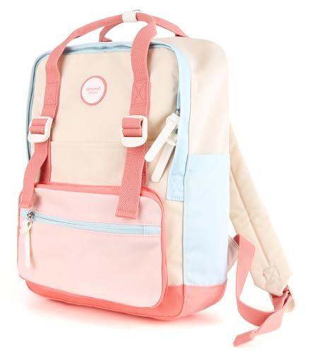 himawari Laptop Backpack for Women, 14.9 Inch,Large Capacity College Bookbag for School, Waterproof Casual Daypack for Travel-1088-05#Pink&Blue2