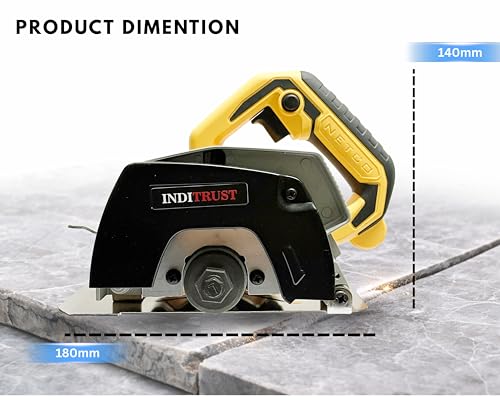 Image of Inditrust 1400W Marble Cutter Machine | 12000 RPM High Speed | Copper Armature Motor | with 1pc Diamond Saw Blade | Adjustable Cutting Depth | 6-Months Warranty