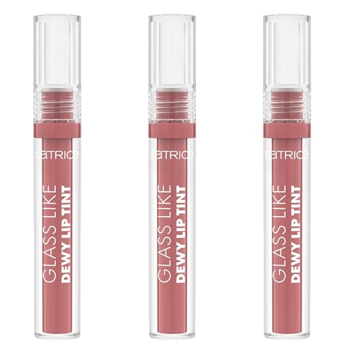 Catrice Glass Like Dewy Lip Tint, Lipgloss, Nr. 010, Nude, Färbeeffekt, glänzend, vegan, ohne Parabene, ohne Mikroplastikpartikel, Nanopartikel frei, 3er Pack (3x3ml)