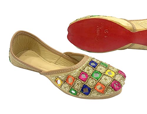 Juttis for Girls Toddler/Little Kid/Big Kid Ballerina Flat Slip on Formal Party Shoes Juti Girls Beaded Mojari Punjabi Jutti4