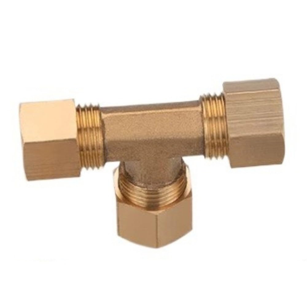 3,175-15,88 mm 1/8 3/16 1/4 5/16 3/8 1/2 5/8" Raccordo a T in ottone per tubo da 3 vie con compressione, 12,7 mm 1l2 I
