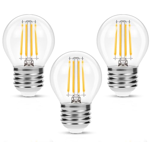 Flaspar Ampoule LED E27 4W Filament, Equivalent à Ampoule Incandescence 40W, Blanc Chaud 2700K, G45/P45 Forme Ampoule Edison Global, Lot de 3