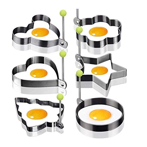 KJOET 6 個 卵オムレツ パンケーキ 付き エッグリング 目玉焼きの金型 調理 製菓道具 フライパン用 卵リング 目玉焼き