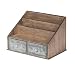 Kate and Laurel Industrious Desktop File Folder Organizer with 2 Pockets and 2 Drawers, Rustic Brown and Galvanized Metal