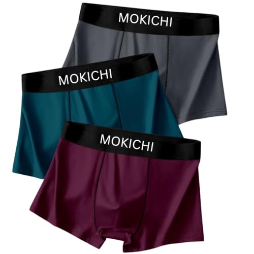 Image of Men's Ice Silk Boxer Briefs Pack of 3 | Ultra Soft Breathable Stretch Trunks | Moisture Wicking Quick Dry Innerwear | Comfortable Mid Rise Underwear