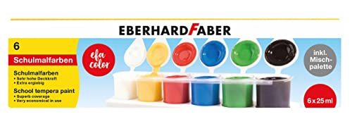 Eberhard Faber 575506 - Schulmalfarben EFA Color, 6 Farben je 25 ml inkl. einer Mischpalette