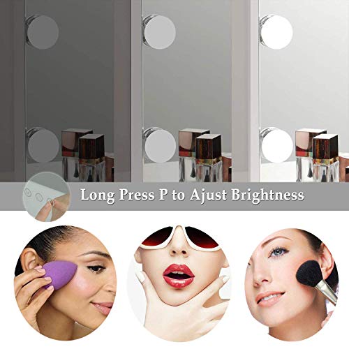 Amst Hollywood Vanity Mirror With Lights, Lighted Makeup Mirror With 15Pcs Dimmable Led Bulbs And 10X Magnification, 3 Color Lighting Modes & Usb Outlet & Smart Touch Control, 22.8"X 17.5" #TOP2