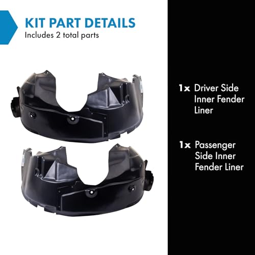 Image of TRQ Front Driver and Passenger Side Inner Fender Liner Set Compatible with 2007-2010 Chrysler Sebring 2011 200
