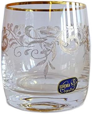 Bohemia Crystal Gold Decorated Old Fashioned/DOF Glasses, Set of 6, 290ml (9.8 ounces)
