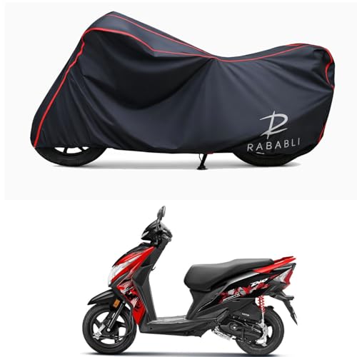 Image of Waterproof Bike Body Cover Compatible for | Honda Dio Sports DLX | Taffeta Fabric, Red Piping Design, Bottom Elastic Fit | Dustproof, Sun UV & Rain Protection for All Bikes