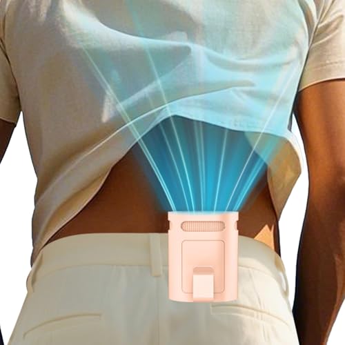 Image of Clip On Fan for Shirt Belt Pants-Compact Portable Waist Fan Battery Operated,Wearable Undershirt Back Hip Hardhat Body Fans that Blow Cold Air,Hanging Necklace Fans with Strap for Outdoor Indoor Pink