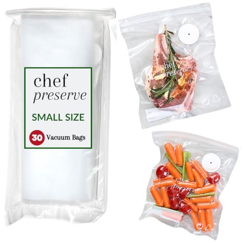 Comparison: Best Reusable Vacuum Seal Bags For Food 3 Chef Preserve Reusable Vacuum Sealer Bags for Food – 30 BPA-Free Small (8 x 10 in) Food Storage Bags, Freezer, Microwave – Odor-Resistant, Leak-Proof – Compatible with Chef Preserve Vacuum Sealers